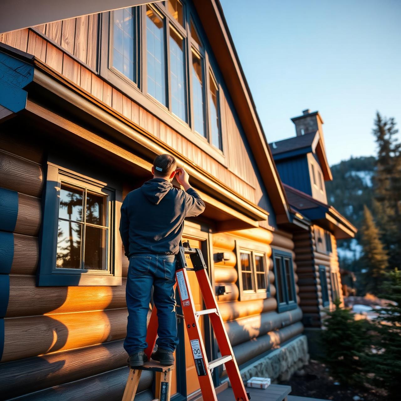 Cabrera Brother Painting crew working on a Tennessee cabin